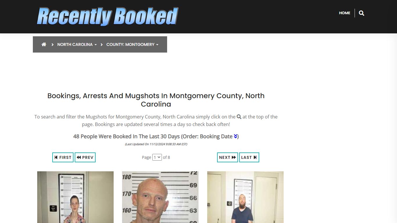 Bookings, Arrests and Mugshots in Montgomery County, North Carolina