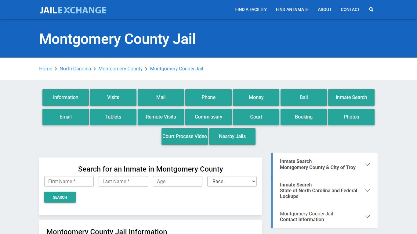 Montgomery County Jail Roster Lookup, NC, Inmate Search