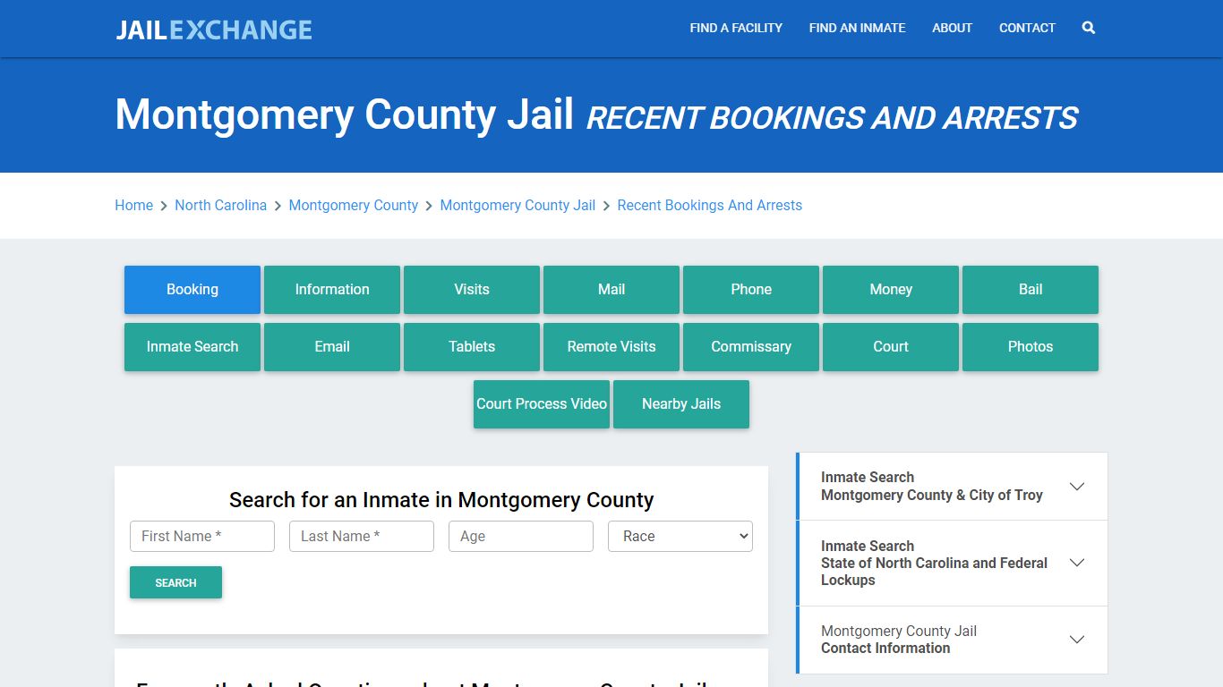 Montgomery County Jail Recent Bookings And Arrests - Jail Exchange